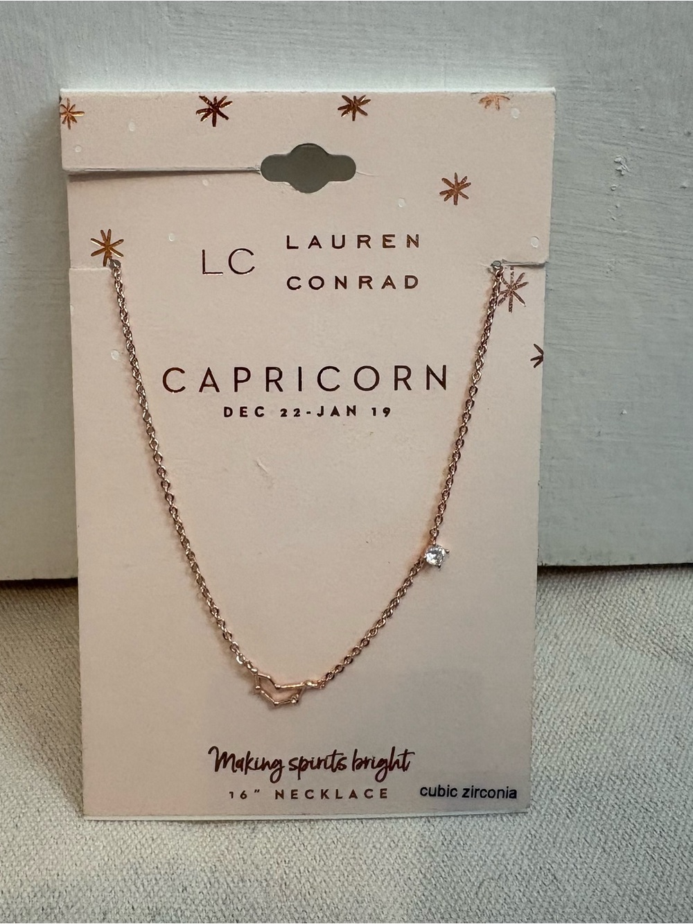 LC Lauren Conrad Rose Gold Capricorn Constellation Necklace with CZ Accent